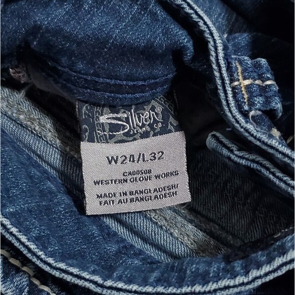 Silver Suki Surplus Denim Blue Jeans (Womens Size 24" x 32") Button Flap Pockets - Picture 5 of 9